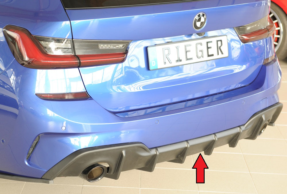 Rieger Tuning Heckeinsatz für originale M-Sport-Paket Heckschürze mit original je 1 Endrohr 90mm links/rechts, für Fahrzeuge ohne Anhängekupplung