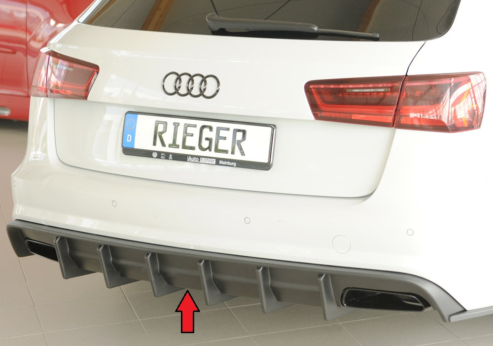 Rieger Tuning Heckeinsatz für originale S-Line Heckschürze mit originaler Endrohrblende links/rechts je 1x, für Fahrzeuge ohne Anhängekupplung