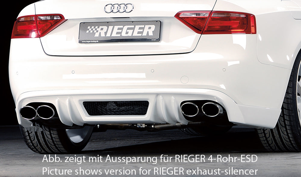 Rieger Tuning Heckschürzenansatz für S-Line Modelle mit Aussparungen für original Doppelendrohr links
