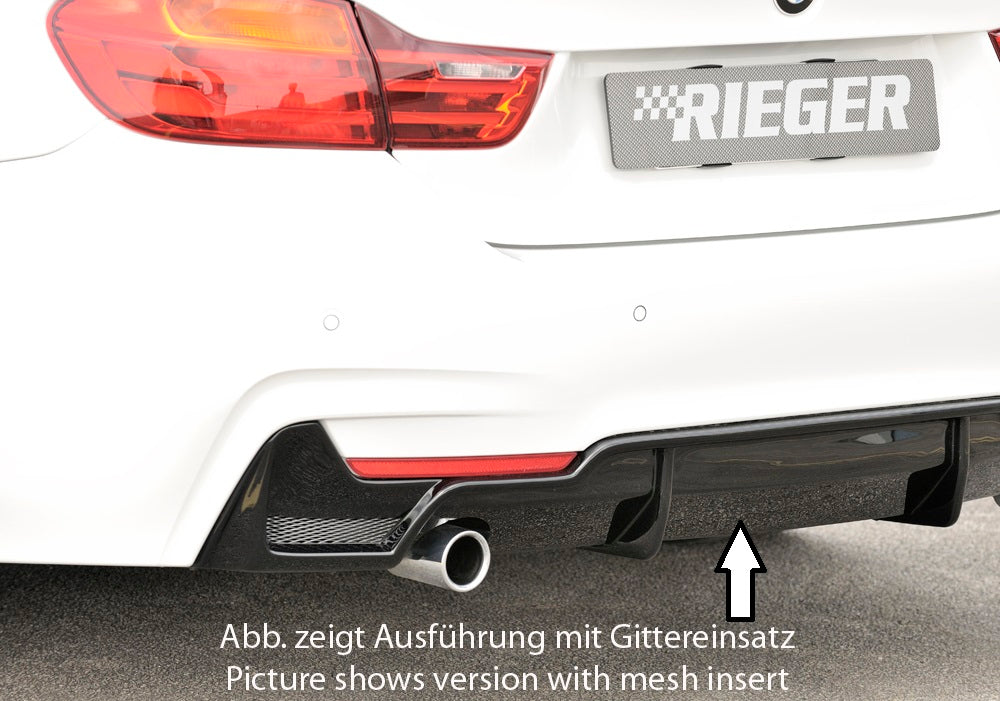 Rieger Tuning Heckeinsatz schwarz glänzend für originale M-Paket Heckschürze mit Aussparung für original Endrohr links
