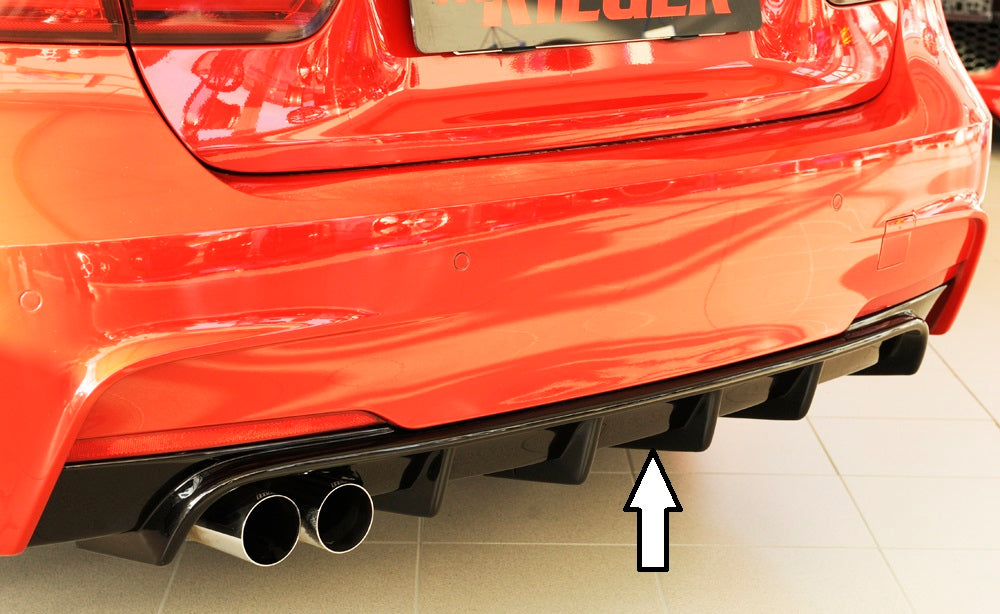 Rieger Tuning Heckeinsatz schwarz glänzend für Fahrzeuge mit M-Paket Heckschürze für original Doppelendrohr links