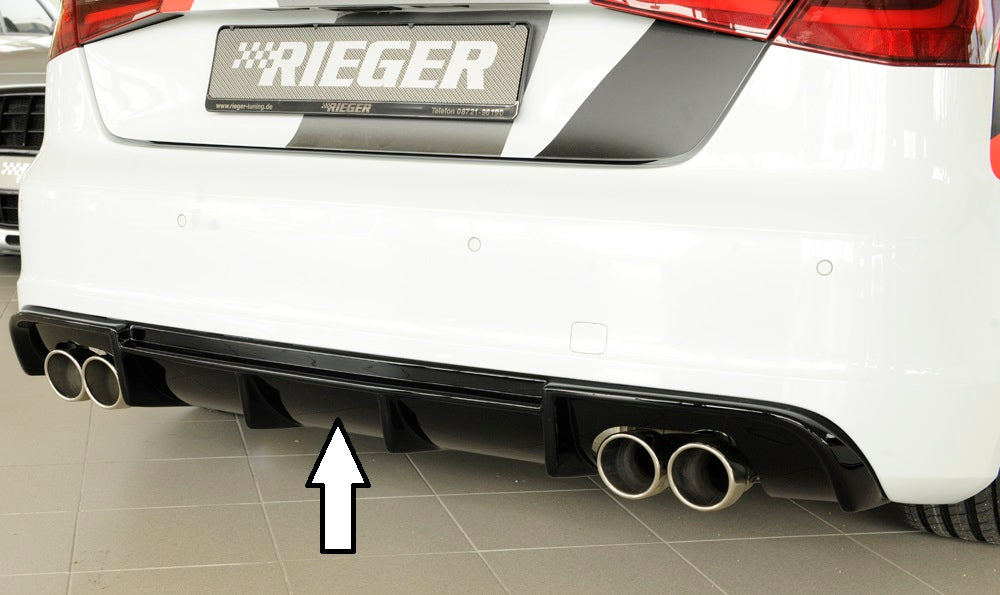 Rieger Tuning Heckeinsatz schwarz glänzend für Doppelendrohr links/rechts für Fahrzeuge mit S-Line