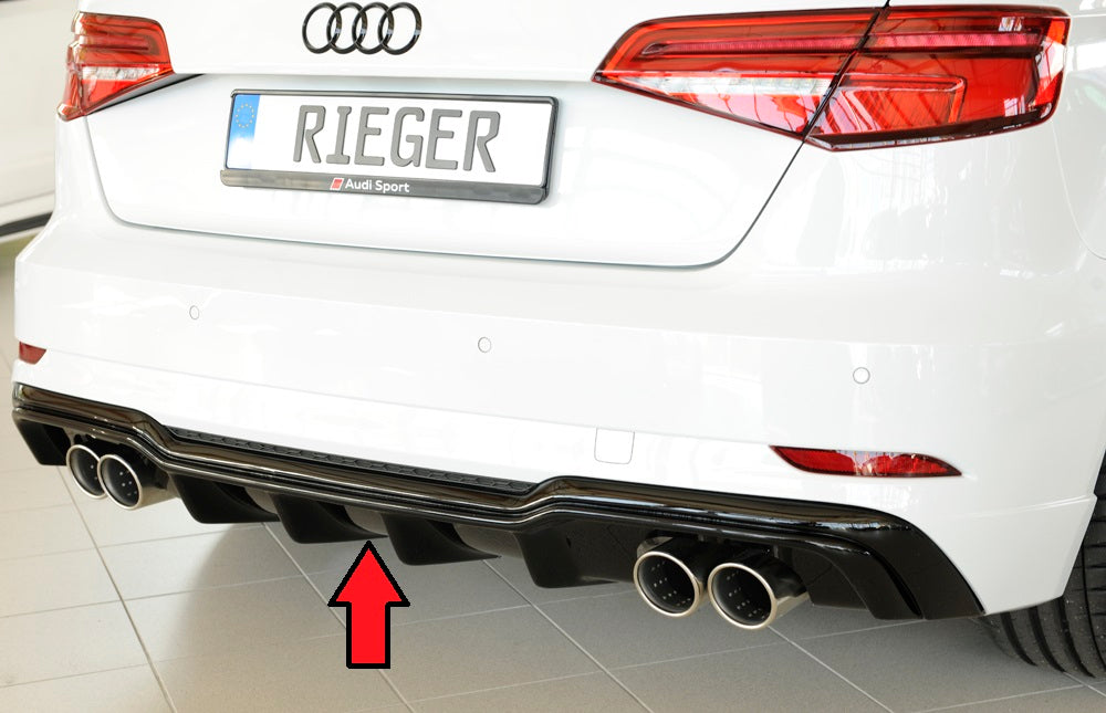 Rieger Tuning Heckeinsatz schwarz glänzend für S-Line Modelle für Doppelendrohr links/rechts je 2x90mm