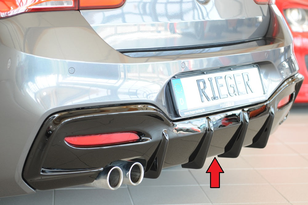 Rieger Tuning Heckeinsatz schwarz glänzend für originale M-Paket Heckschürze mit Endrohraussparung für Doppelendrohr links