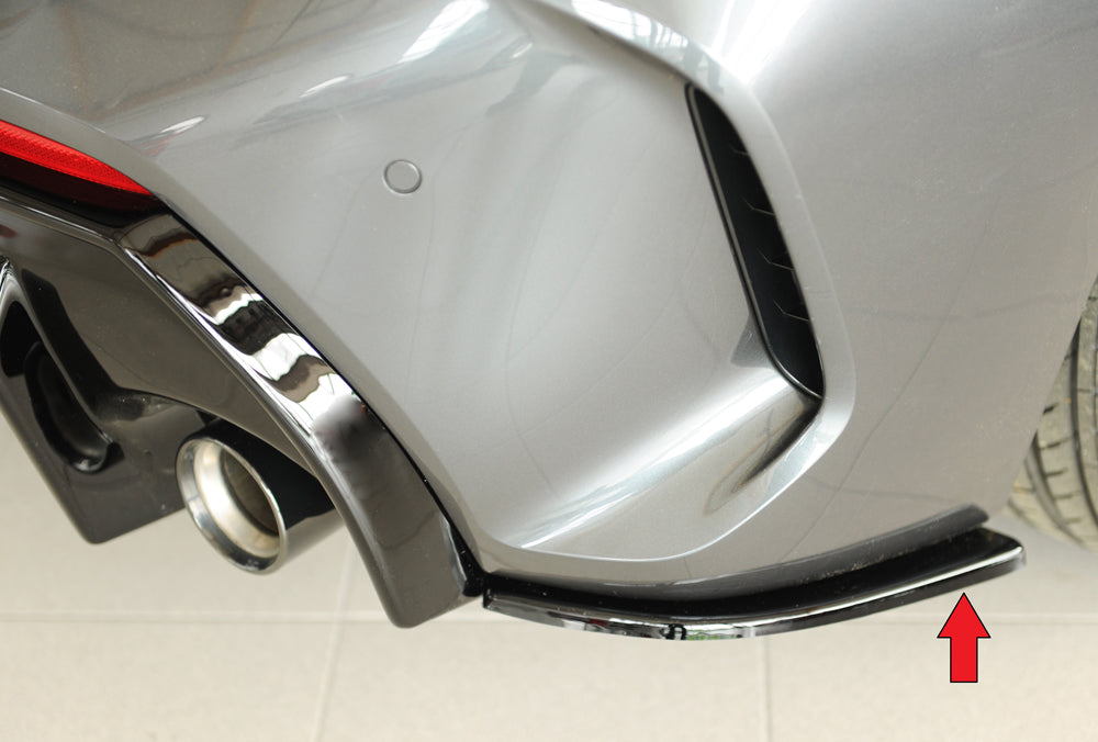 Rieger Tuning Heckschürzenansatz seitlich schwarz glänzend rechts für originale M-Paket Heckschürze