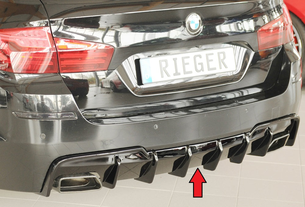 Rieger Tuning Heckeinsatz schwarz glänzend für originale M-Sport Paket Heckschürze für original Endrohrblende links/rechts
