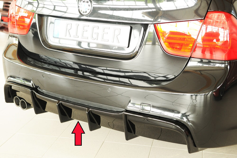 Rieger Tuning Heckeinsatz schwarz glänzend für originale M-Paket Heckschürze für original Doppelendrohr links (2x72mm)