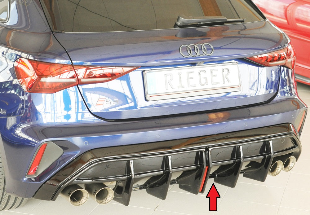 Rieger Tuning Heckeinsatz schwarz glänzend inkl. Reflektor für S-Line Heckschürze mit Endrohraussparung links/rechts