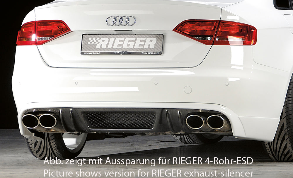 Rieger Tuning Heckschürzenansatz in Carbon-Look mit Aussparungen links/rechts für original Endrohr