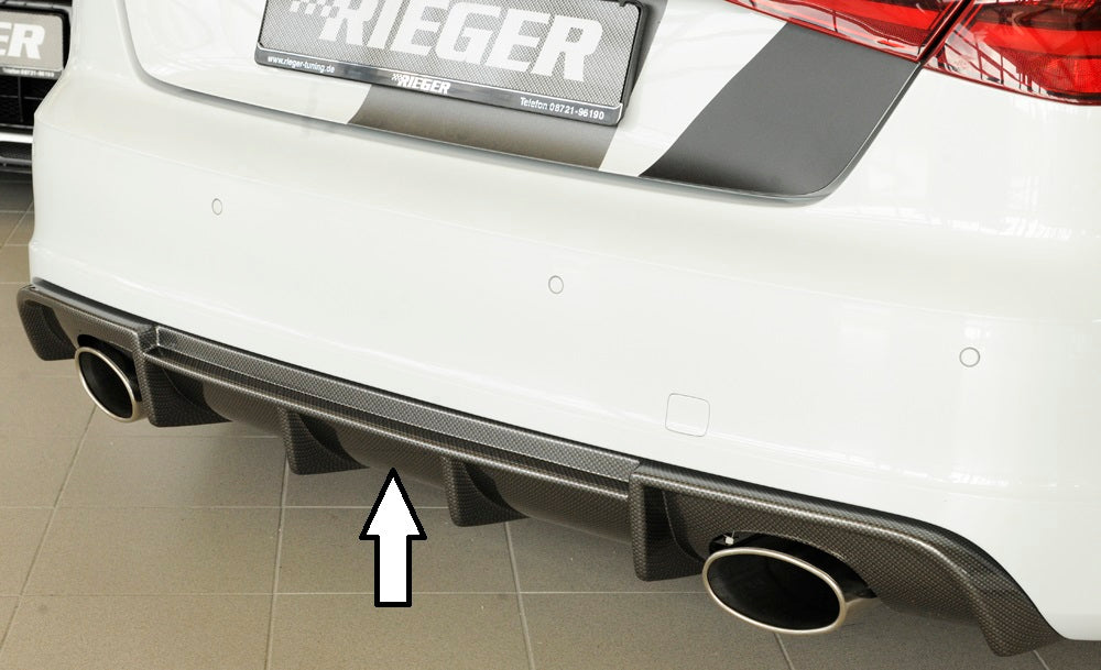 Rieger Tuning Heckeinsatz in Carbon-Look für Endrohr links/rechts je 1x152x95mm oval für Fahrzeuge mit S-Line