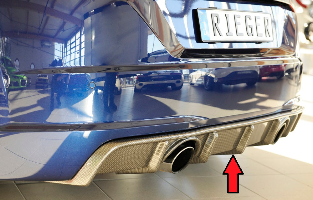 Rieger Tuning Heckeinsatz in Carbon-Look für originale S-Line Heckschürze mit links/rechts je 1 Endrohr