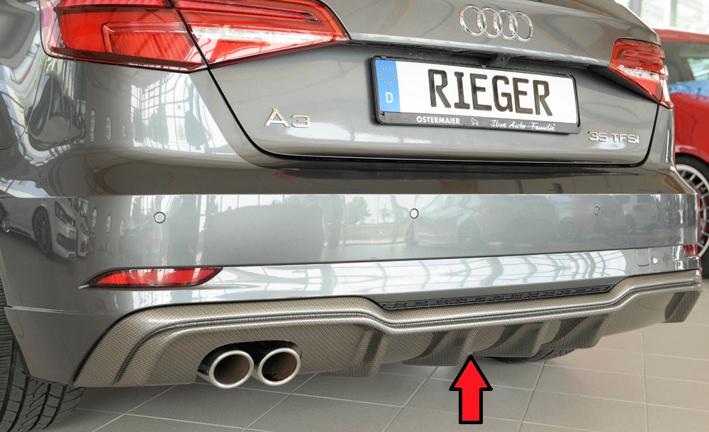 Rieger Tuning Heckeinsatz in Carbon-Look für S-Line Modelle für Doppelendrohr links