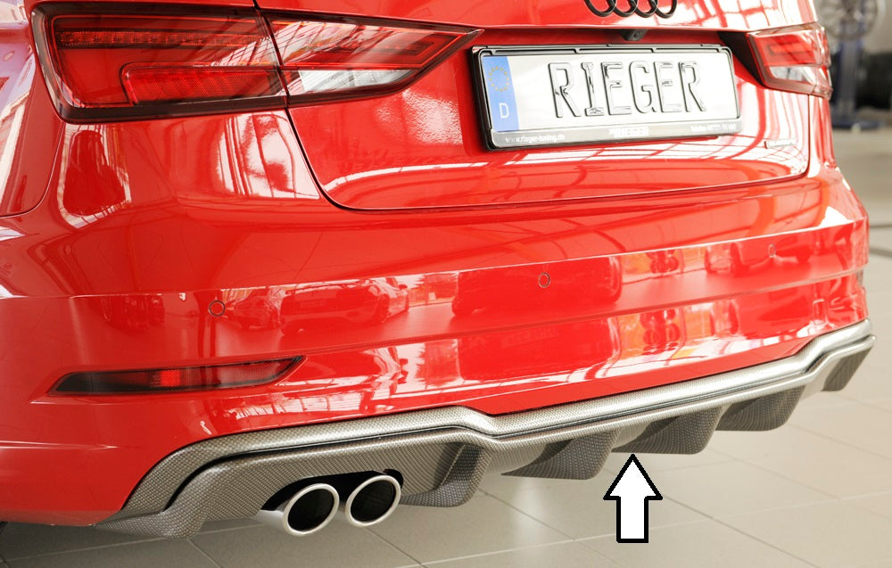 Rieger Tuning Heckeinsatz in Carbon-Look für Doppelendrohr links