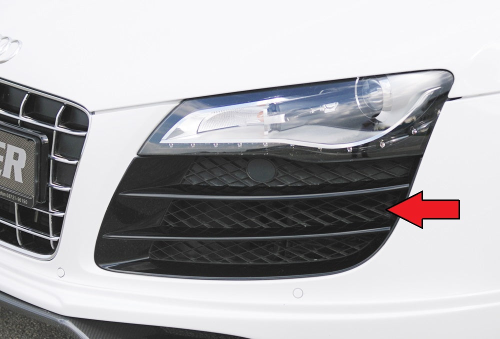Rieger Tuning Frontschürzeneinsatz Audi R8 V10 links, schwarz glänzend