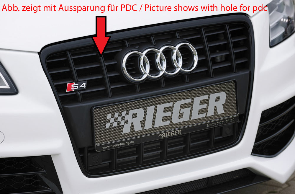 Rieger Tuning Originaler Kühlergrill Audi S4 schwarz ohne Aussparung für Park-Distance-Control (PDC)