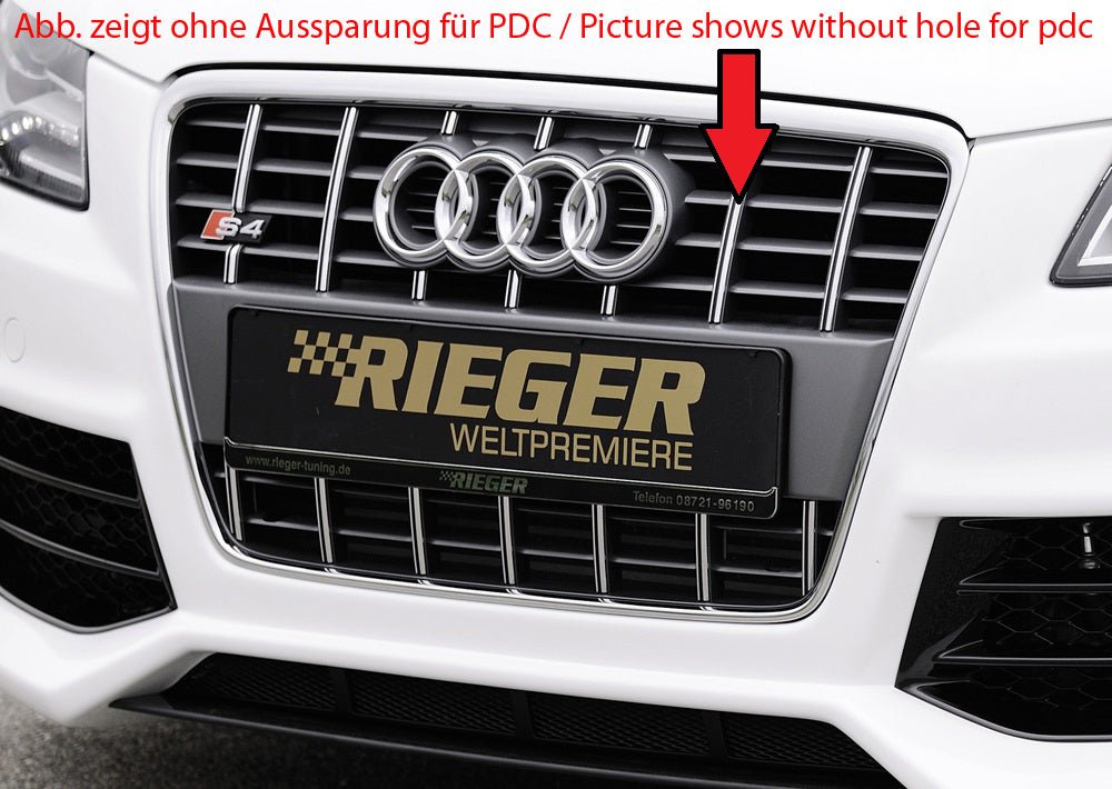 Rieger Tuning Originaler Kühlergrill Audi S4 platiniumgrau mit Aussparung für Park-Distance-Control (PDC)