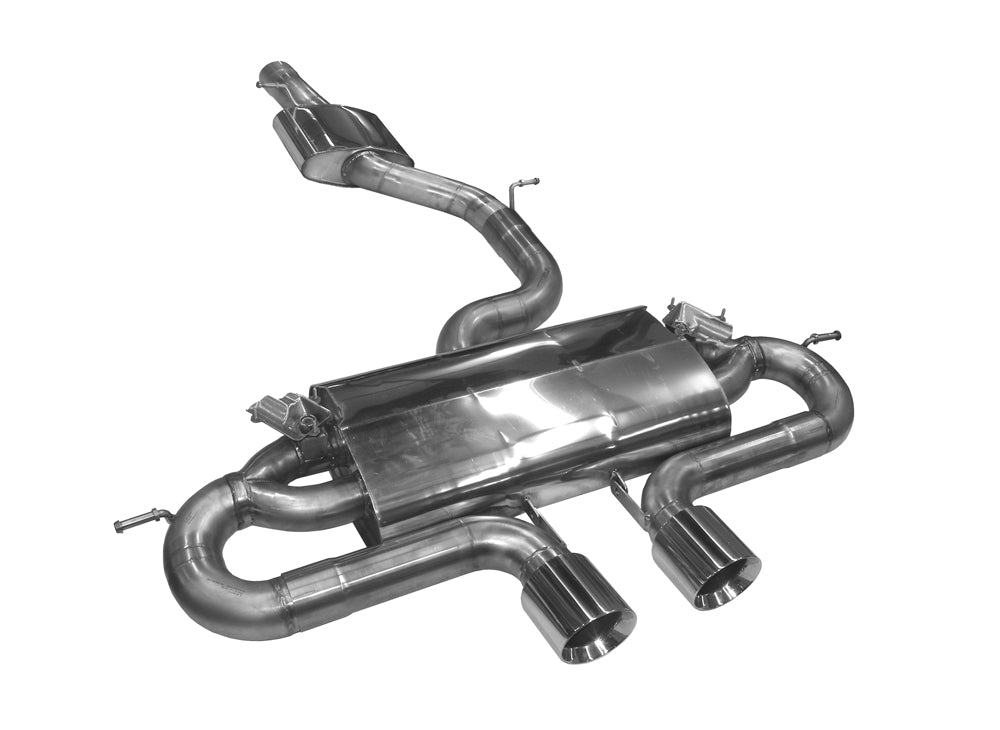 Rieger Tuning BN-Pipes Auspuffanlage ab Kat mit mittig 2x100mm rund 15° schräg mit Einsatz (Typ 25)