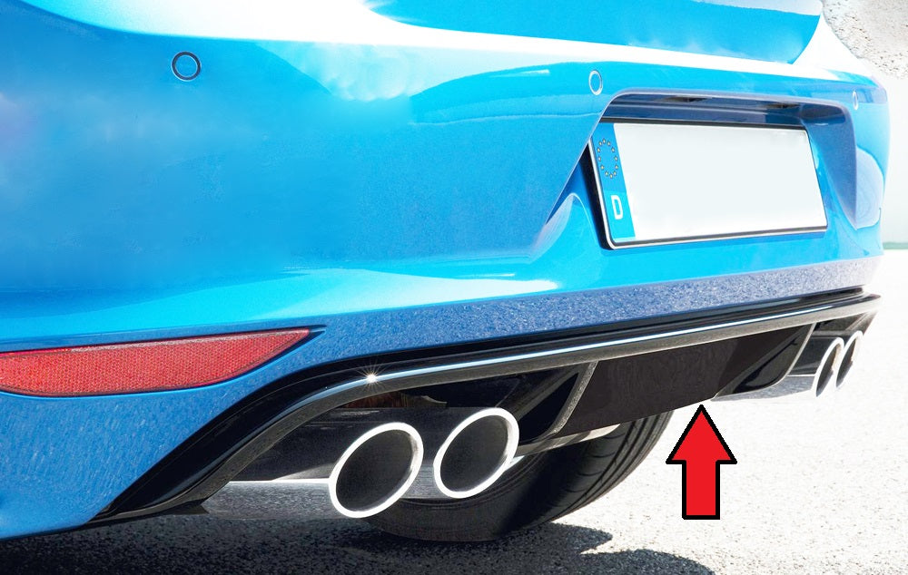 Rieger Tuning Originaler Heckeinsatz schwarz glänzend für Doppelendrohr links/rechts VW R-Look