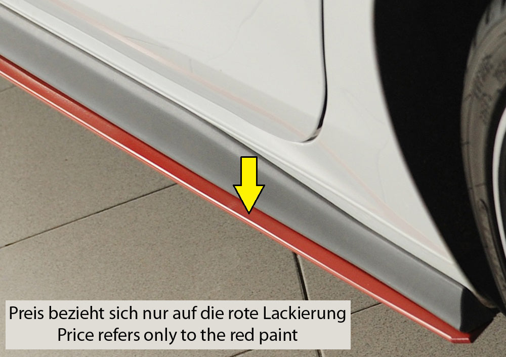 Rieger Tuning Lackierung der beiden Seitenschwelleransätze 00059607 + 00059608 in der Farbe TORNADO-ROT (RAL 2K MS LY3D)