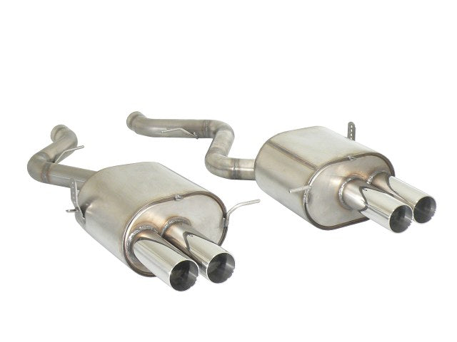 Sportschalldämpfer links/rechts mit je 2 Endrohren 80mm rund Raceline versetzt, inkl. (EG-) GENEHMIGUNG!