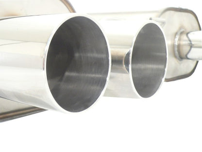 Sportschalldämpfer links/rechts mit je 2 Endrohren 80mm rund Raceline versetzt, inkl. (EG-) GENEHMIGUNG!