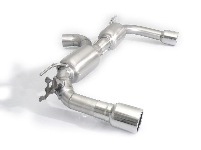 Sportschalldämpfer mit links/rechts je 1 Endrohr 90mm rund mit integrierter Klappe, inkl. (EG-) GENEHMIGUNG!