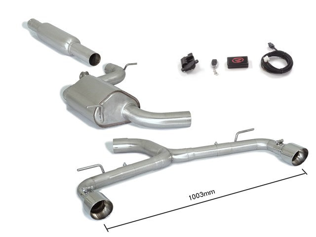 RACING Anlage mit links/rechts je 1 Endrohr 102mm rund Sportline mit integrierten elektrischen Klappen, KEINE (EG-) GENEHMIGUNG!