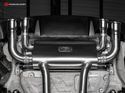 Catback-Anlage mit links/rechts je 2 Endrohren 90mm rund Sportline versetzt, mit integrierten Klappen, inkl. (EG-) GENEHMIGUNG!