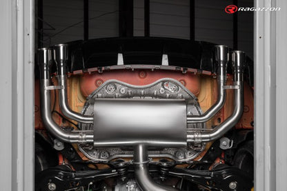 Komplettanlage mit links/rechts je 2 Endrohre 90mm rund Sportline versetzt, mit integrierten Klappen, inkl. (EG-) GENEHMIGUNG!