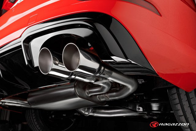 Komplettanlage mit links/rechts je 2 Endrohre 90mm rund Sportline versetzt, mit integrierten Klappen, inkl. (EG-) GENEHMIGUNG!