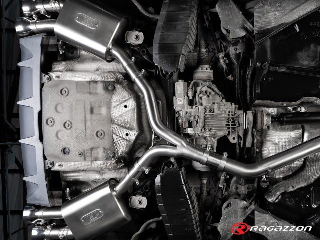 Sportschalldämpfer mit links/rechts je 2 Endrohren 102mm rund Sportline versetzt, mit integrierten Klappen, inkl. (EG-) GENEHMIGUNG!