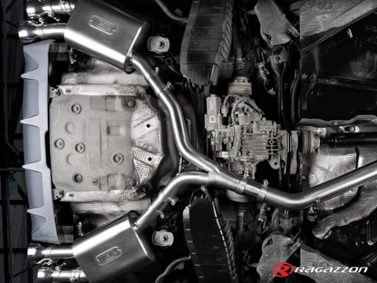 Sportschalldämpfer mit links/rechts je 2 Endrohren 102mm rund Sportline versetzt, mit integrierten Klappen, inkl. (EG-) GENEHMIGUNG!