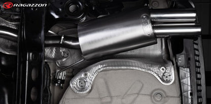 Sportschalldämpfer mit 2 Endrohren 80mm rund versetzt, inkl. (EG-) GENEHMIGUNG!