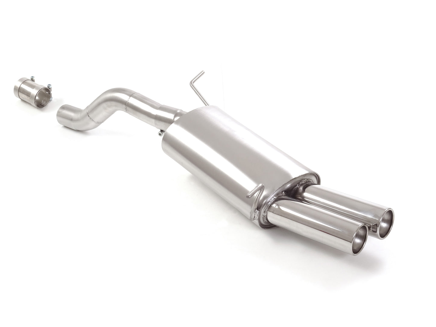 Sportschalldämpfer mit 2 Endrohren 80mm rund versetzt, inkl. (EG-) GENEHMIGUNG!