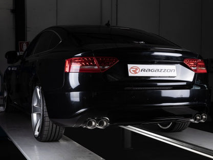 Sportschalldämpfer mit links/rechts je 2 Endrohren 90mm rund Sportline versetzt, mit elektrischen Klappen, KEINE (EG-) GENEHMIGUNG!