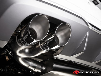 Sportschalldämpfer mit links/rechts je 2 Endrohren 90mm rund Sportline versetzt, inkl. (EG-) GENEHMIGUNG!