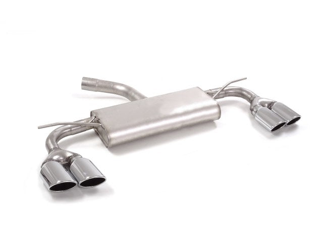 Sportschalldämpfer mit links/rechts je 2 Endrohren 108x70mm oval versetzt, inkl. (EG-) GENEHMIGUNG!