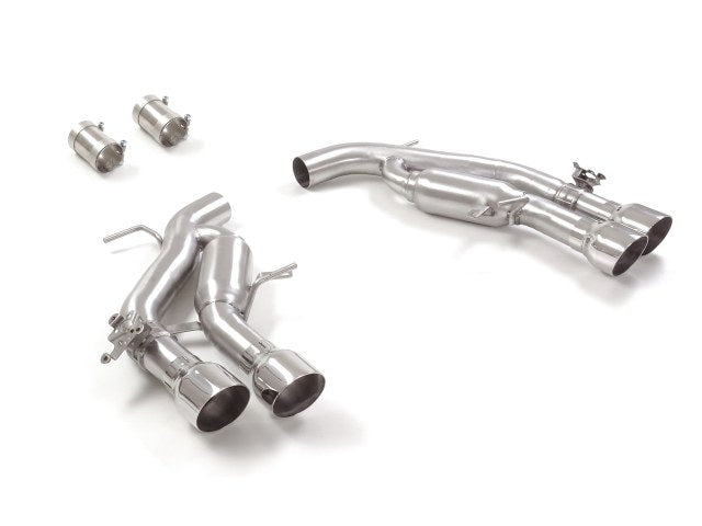 Komplettanlage mit links/rechts je 2 Endrohre 102mm rund Sportline versetzt, mit integrierten Klappen, inkl. (EG-) GENEHMIGUNG!