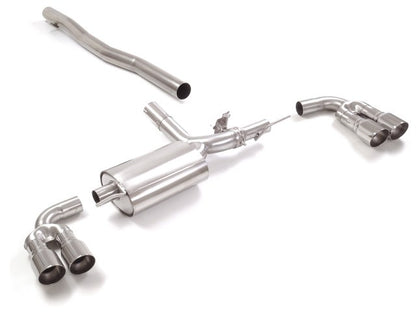 Sportschalldämpfer mit links/rechts je 2 Endrohren 90mm rund Sportline versetzt, mit integrierten Klappen, inkl. (EG-) GENEHMIGUNG!