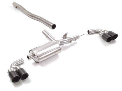 Sportschalldämpfer mit links/rechts je 2 Endrohren 90mm rund Carbon Shot versetzt, mit integrierten Klappen, inkl. (EG-) GENEHMIGUNG!