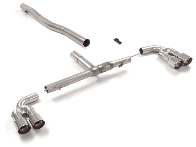 RACING Endschalldämpfer-Ersatzrohrbogen mit links/rechts je 2 Endrohren 90mm rund Sportline versetzt, KEINE (EG-) GENEHMIGUNG!