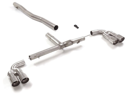 RACING Endschalldämpfer-Ersatzrohrbogen mit links/rechts je 2 Endrohren 90mm rund Sportline versetzt, KEINE (EG-) GENEHMIGUNG!