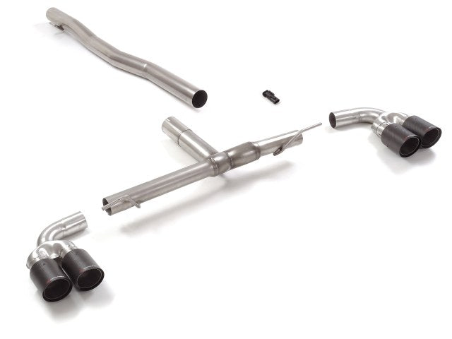 RACING Endschalldämpfer-Ersatzrohrbogen mit links/rechts je 2 Endrohren 90mm rund Carbon Shot versetzt, KEINE (EG-) GENEHMIGUNG!