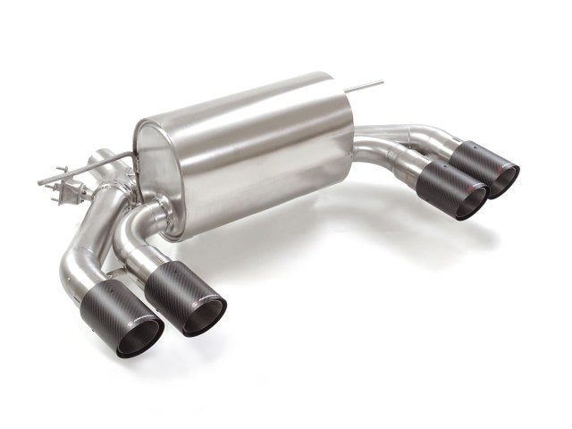 Catback-Anlage mit links/rechts je 2 Endrohren 90mm rund Carbon Shot versetzt, mit integrierten Klappen, inkl. (EG-) GENEHMIGUNG!