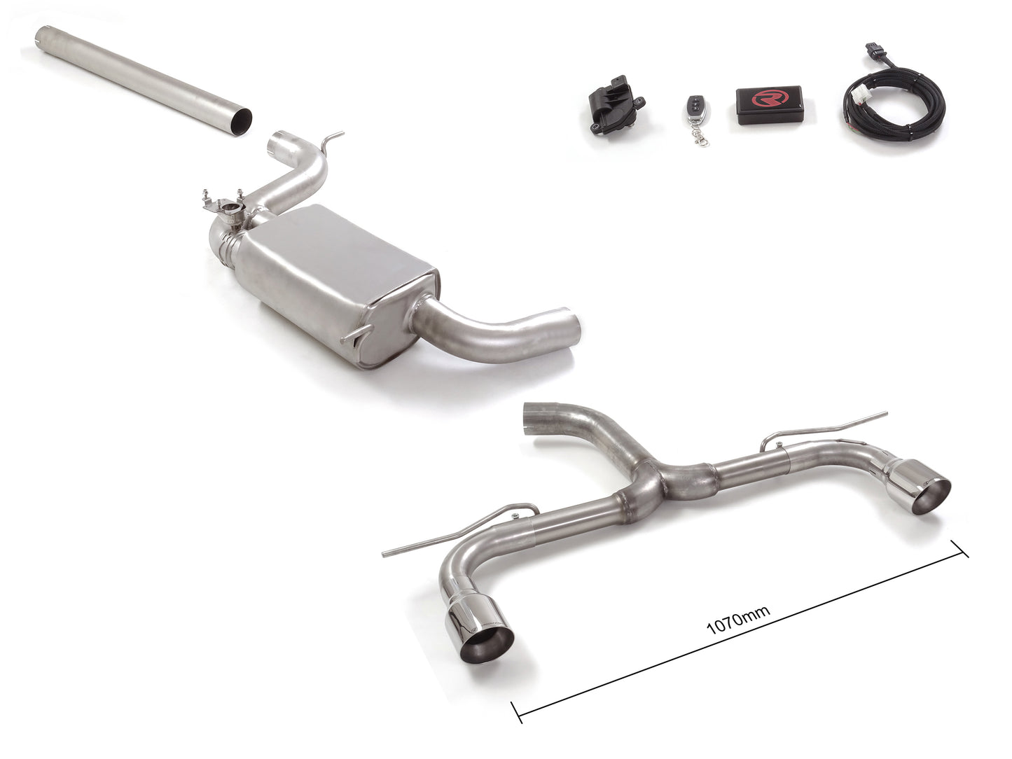 Anlage mit links/rechts je 1 Endrohr 102mm rund Sportline mit integrierten elektrischen Klappen, KEINE (EG-) GENEHMIGUNG!