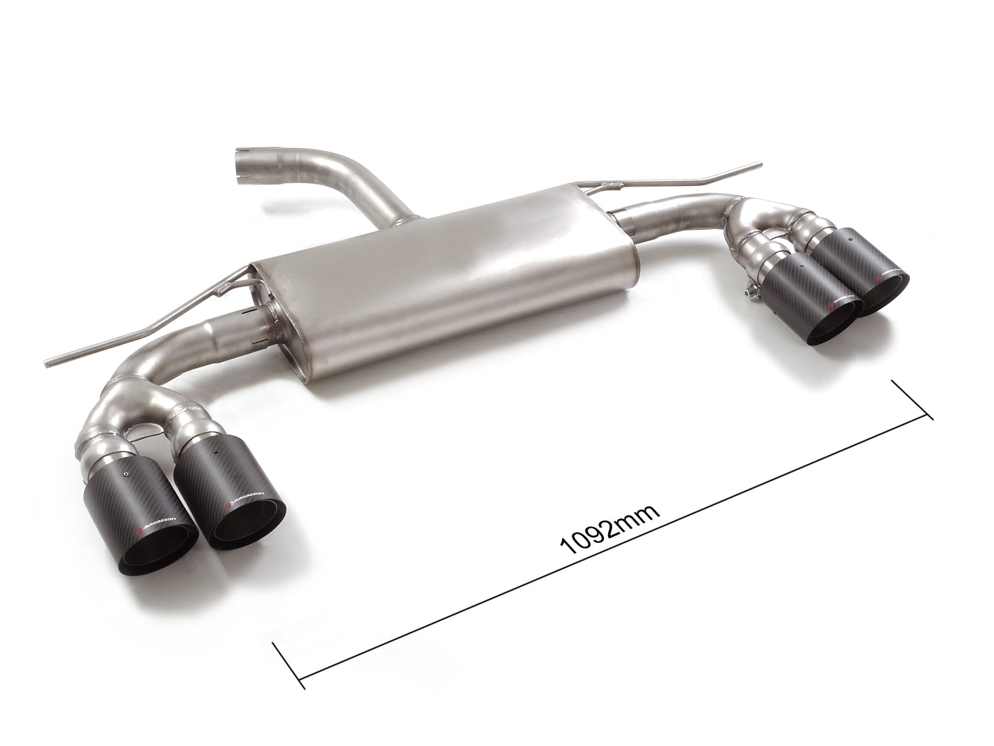 Sportschalldämpfer mit links/rechts je 2 Endrohren 100mm rund Carbon Shot versetzt, inkl. (EG-) GENEHMIGUNG!