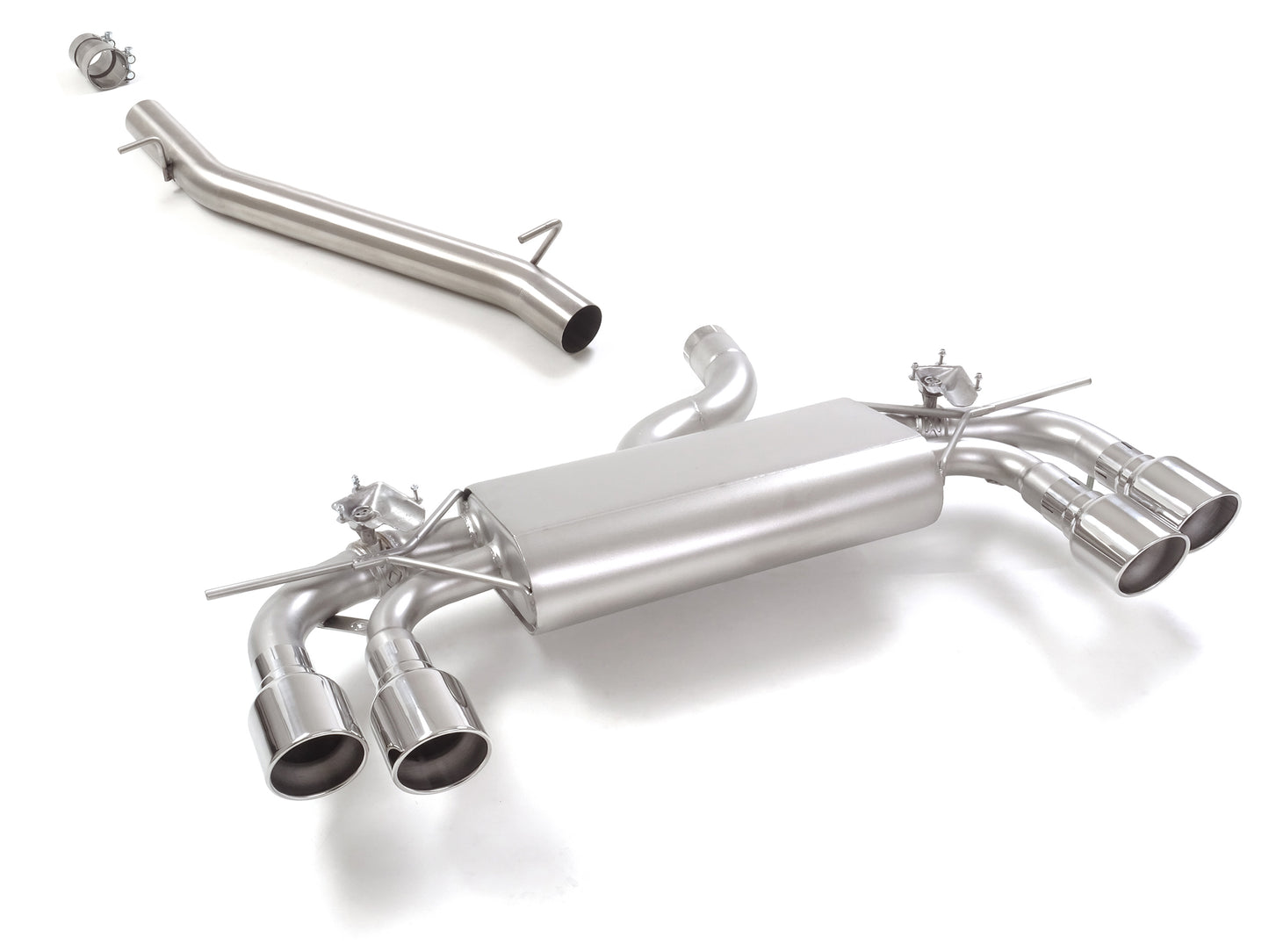 Sportschalldämpfer mit links/rechts je 2 Endrohren 102mm rund Sportline mit integrierten Klappen, inkl. (EG-) GENEHMIGUNG!