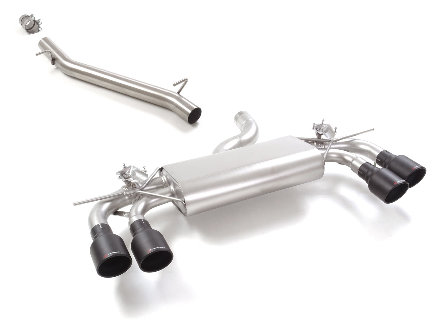 Sportschalldämpfer mit links/rechts je 2 Endrohren 102mm rund Sportline black mit integrierten Klappen, inkl. (EG-) GENEHMIGUNG!