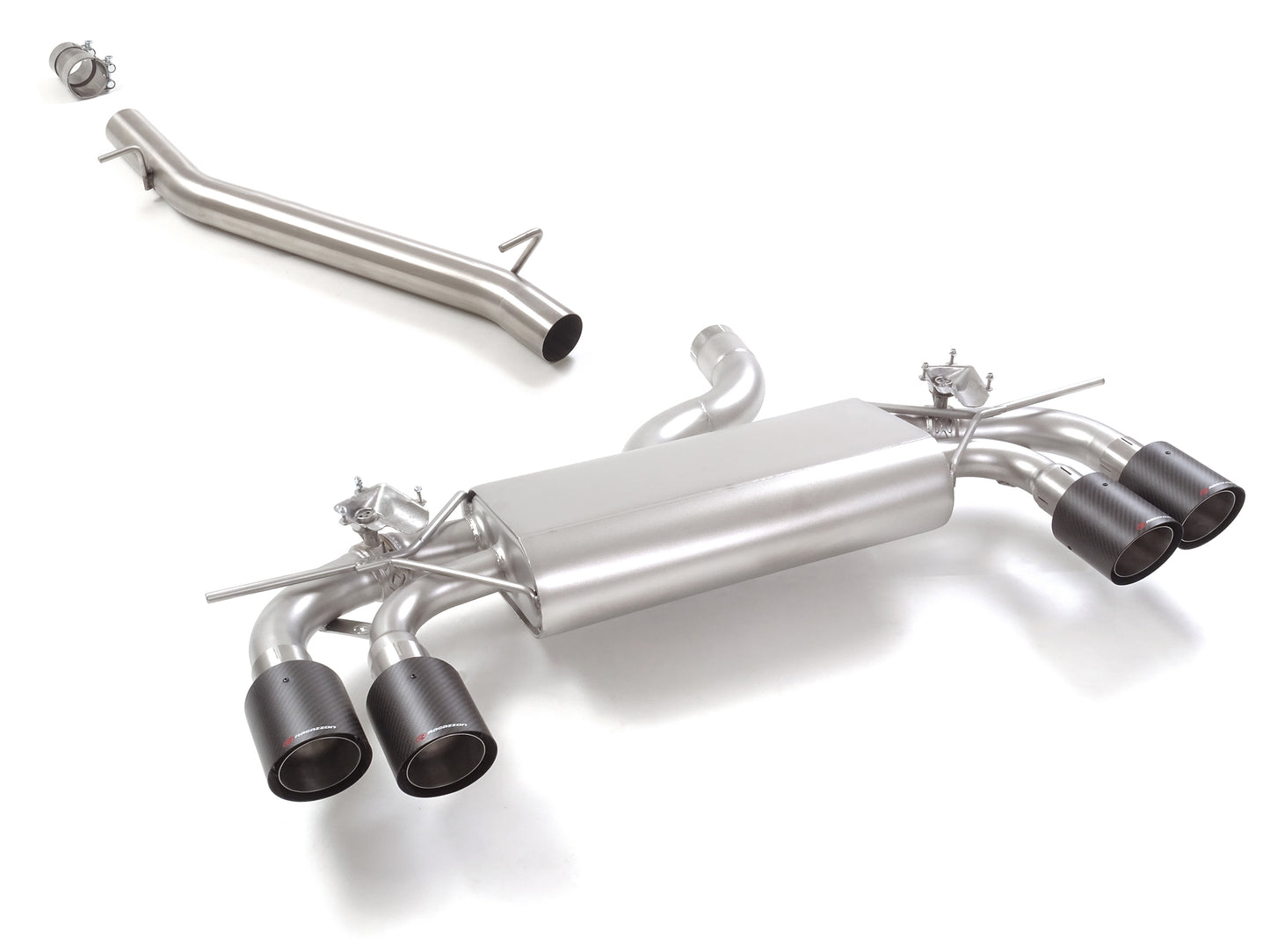 Sportschalldämpfer mit links/rechts je 2 Endrohren 100mm rund Carbon Shot mit integrierten Klappen, inkl. (EG-) GENEHMIGUNG!