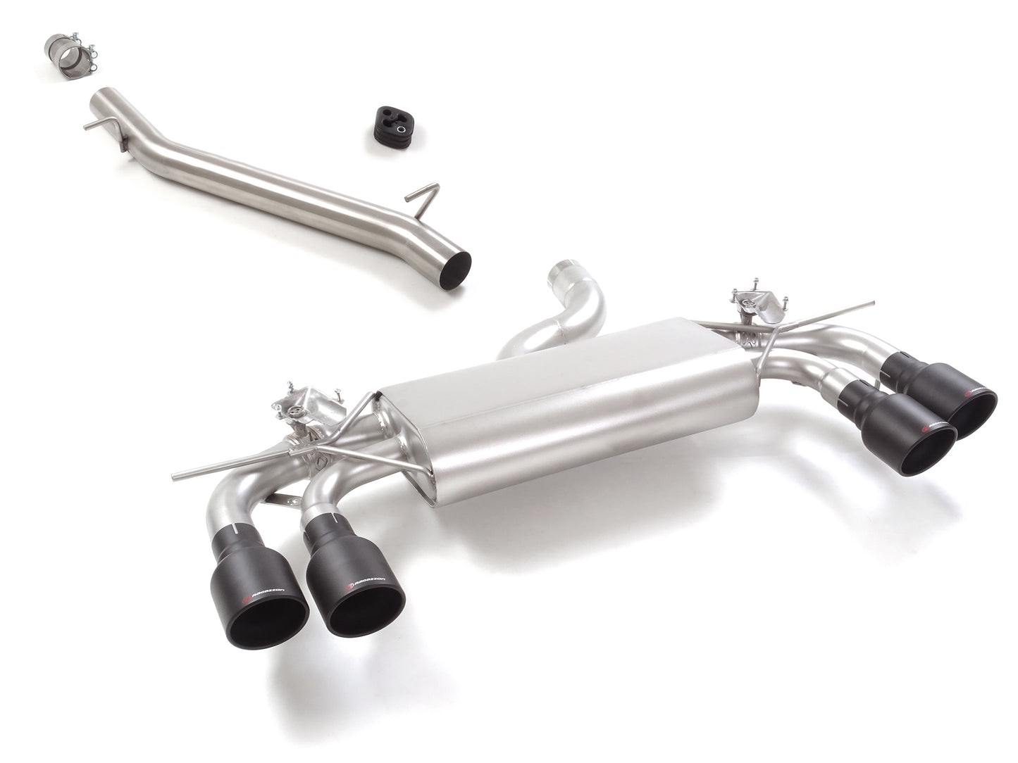 Anlage mit links/rechts je 2 Endrohren 102mm rund Sportline black mit integrierten Klappen, inkl. (EG-) GENEHMIGUNG!